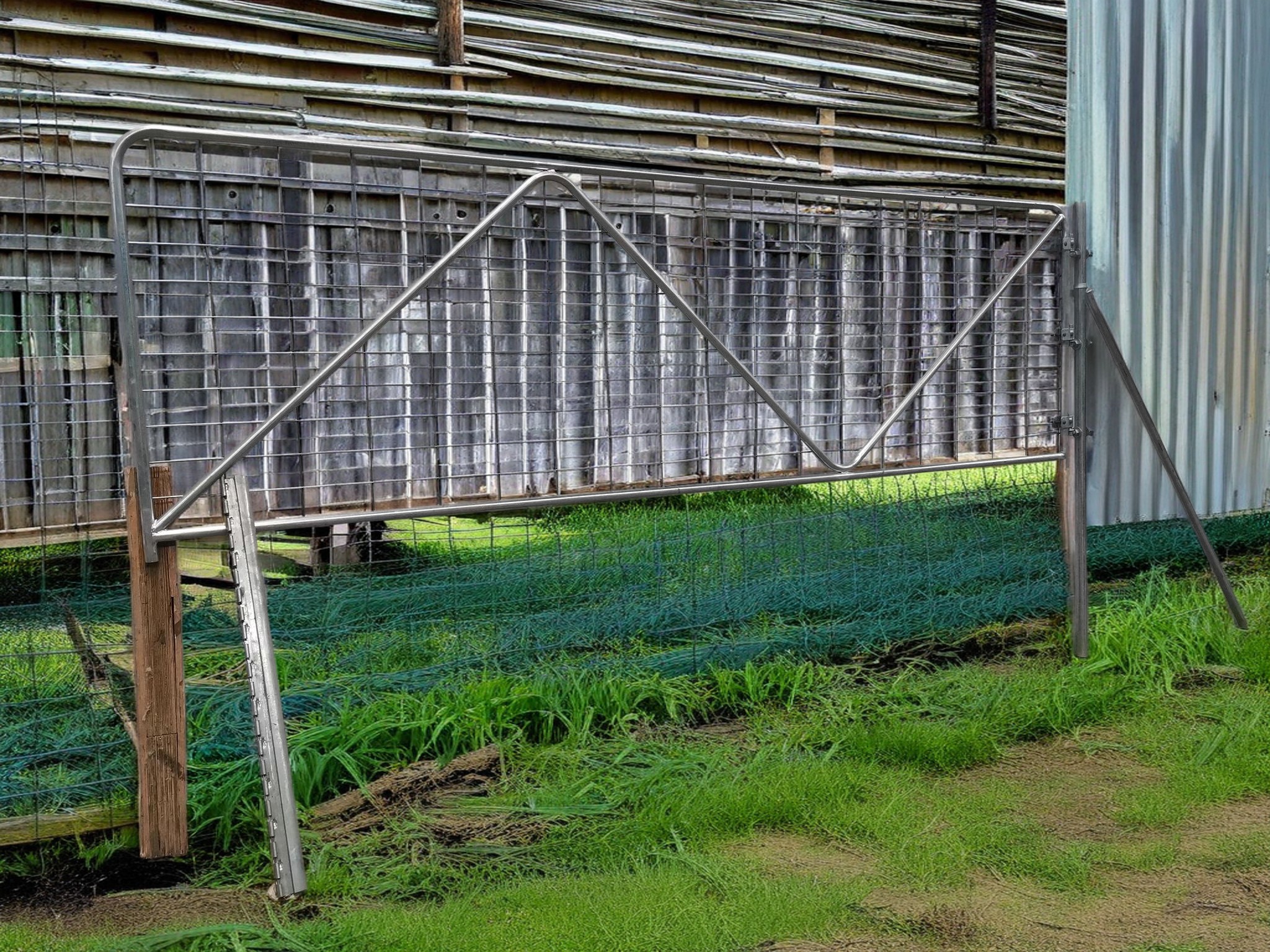 chain link fence with double arm, farm gate, horse fence