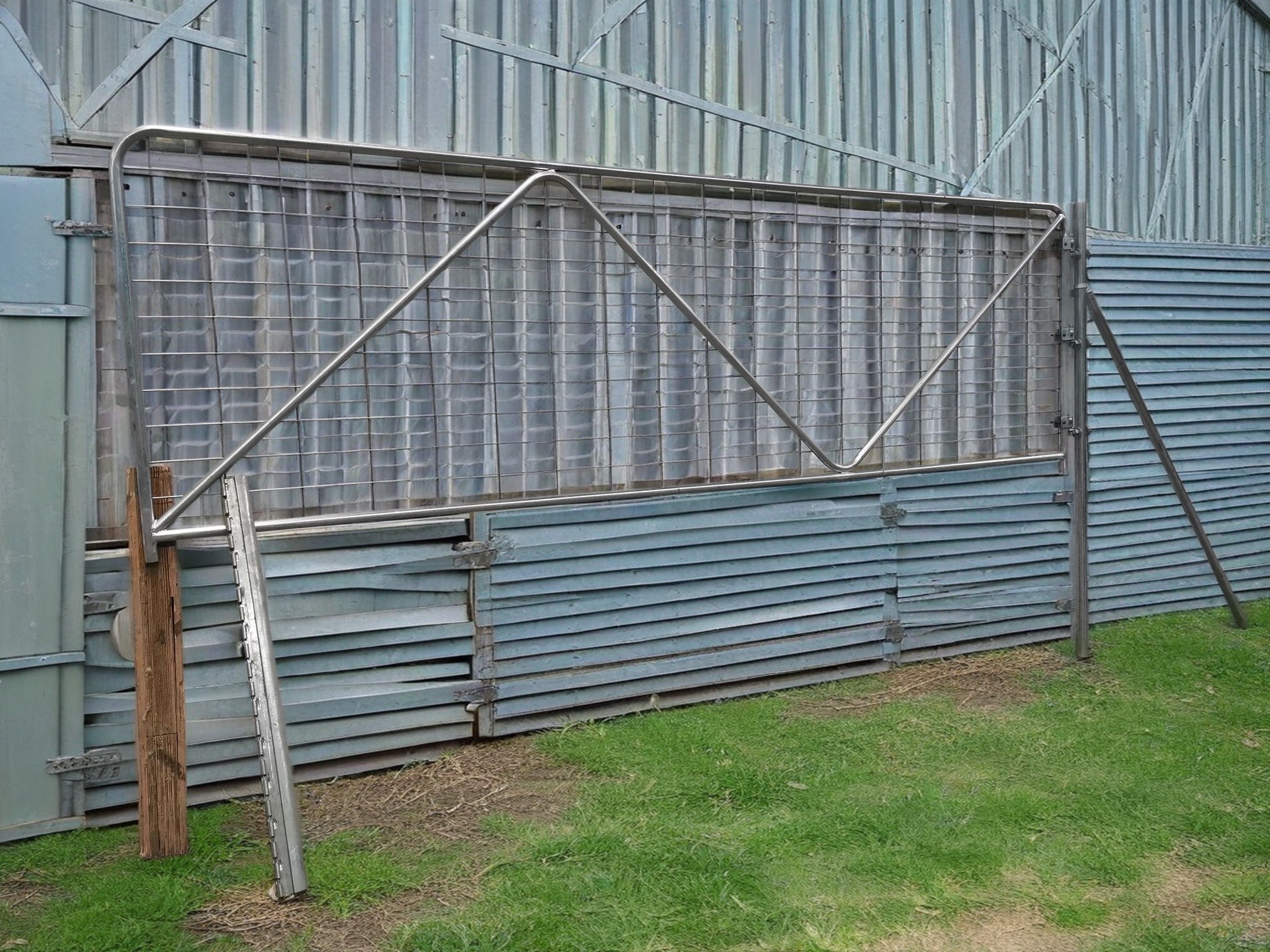 chain link fence with double arm, farm gate, horse fence
