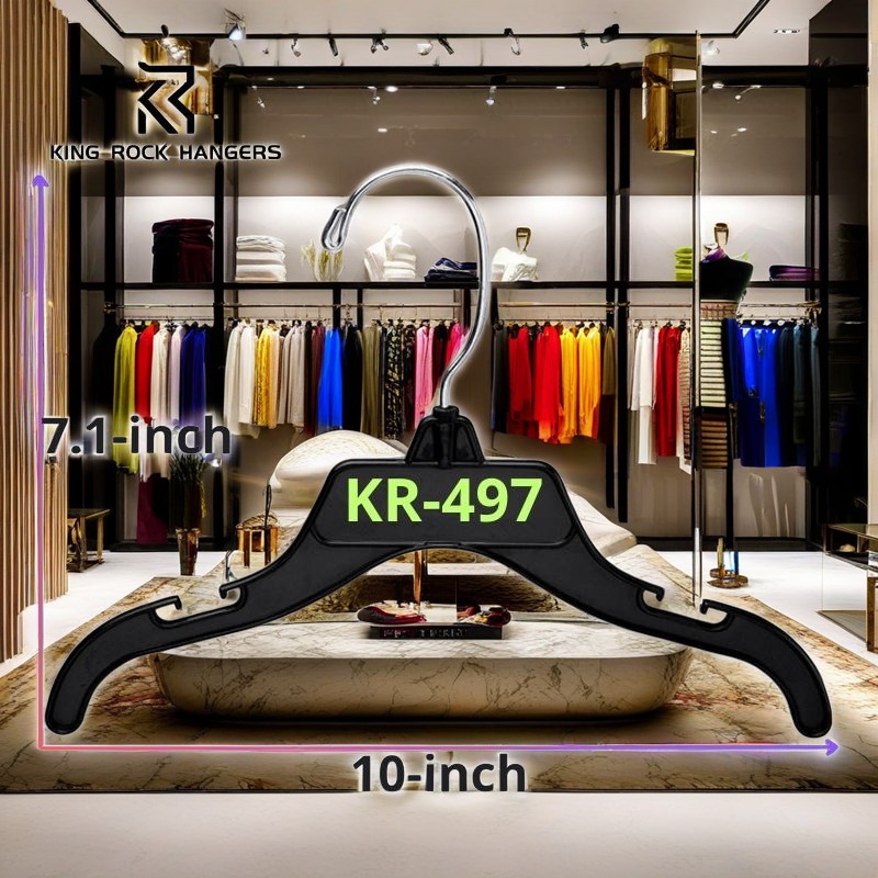 Searching for hangers for kids' tops? Our KR - 497 model, sized at 10 inches, is a top pick. Made by our experienced Shanghai factory with 23 years in the business. Widely used by global clothing firms for packaging and showcasing children's apparel. Upgrade your kids' clothing display with our reliable hangers.