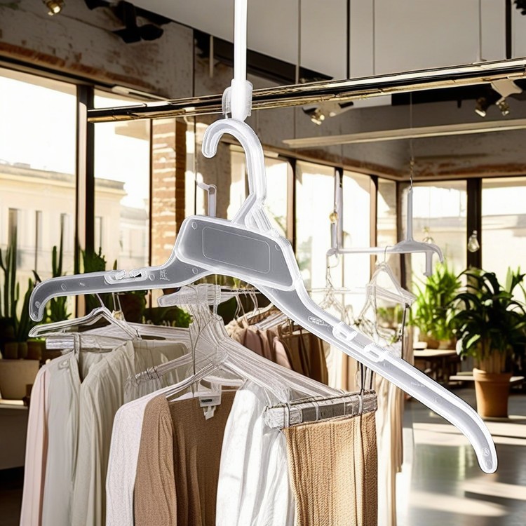 From our Shanghai - based factory with 23 years of production experience, here's the KR - W529 hanger. At 46.5 cm, the semi - transparent option is attractive, while custom coloring is available. Add our convenient size clips for better display. Perfect for showcasing adult men's and women's tops. Many international clothing companies use it, and Walmart's clothing suppliers are part of our clientele. Visit our independent site for details.