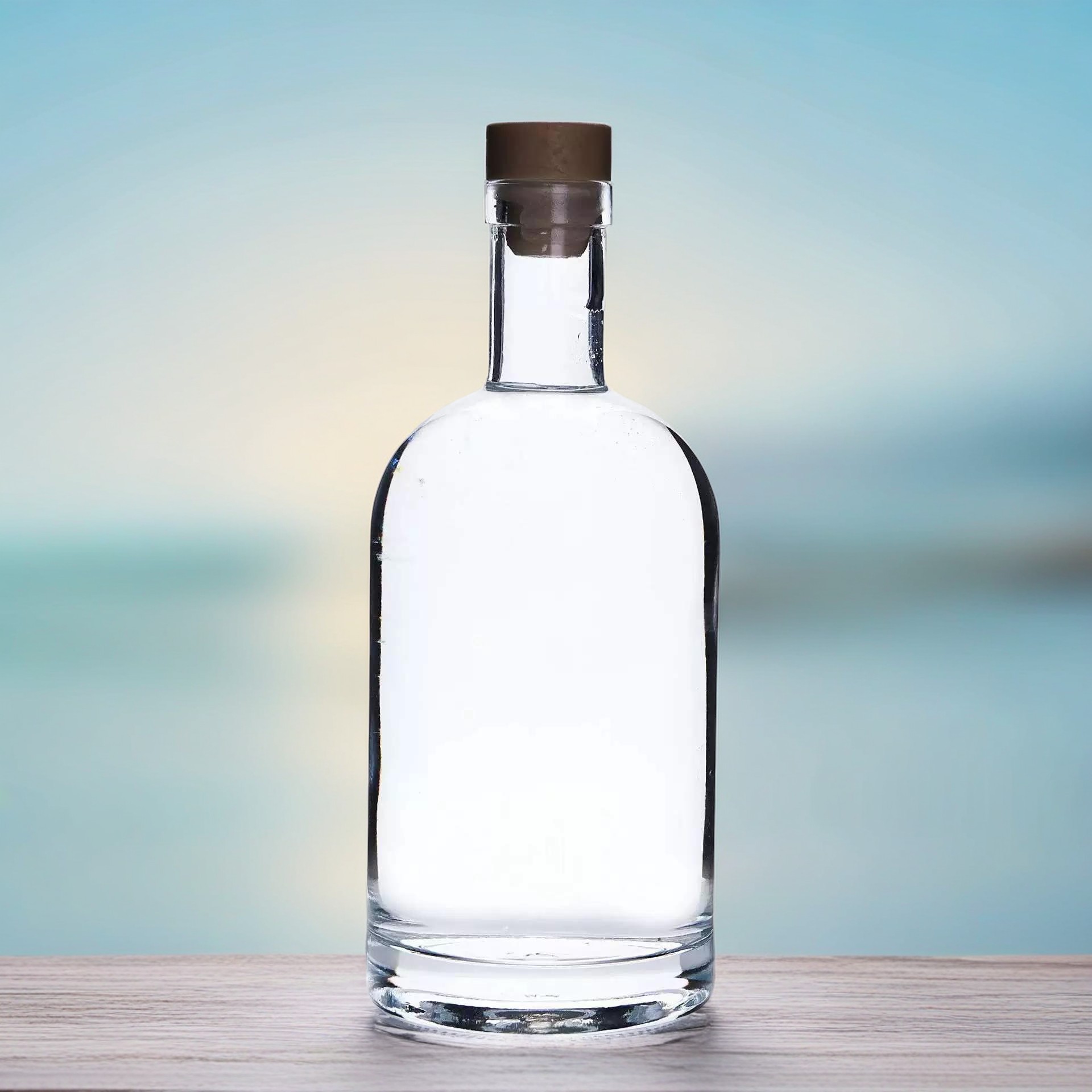 long neck glass whisky bottle