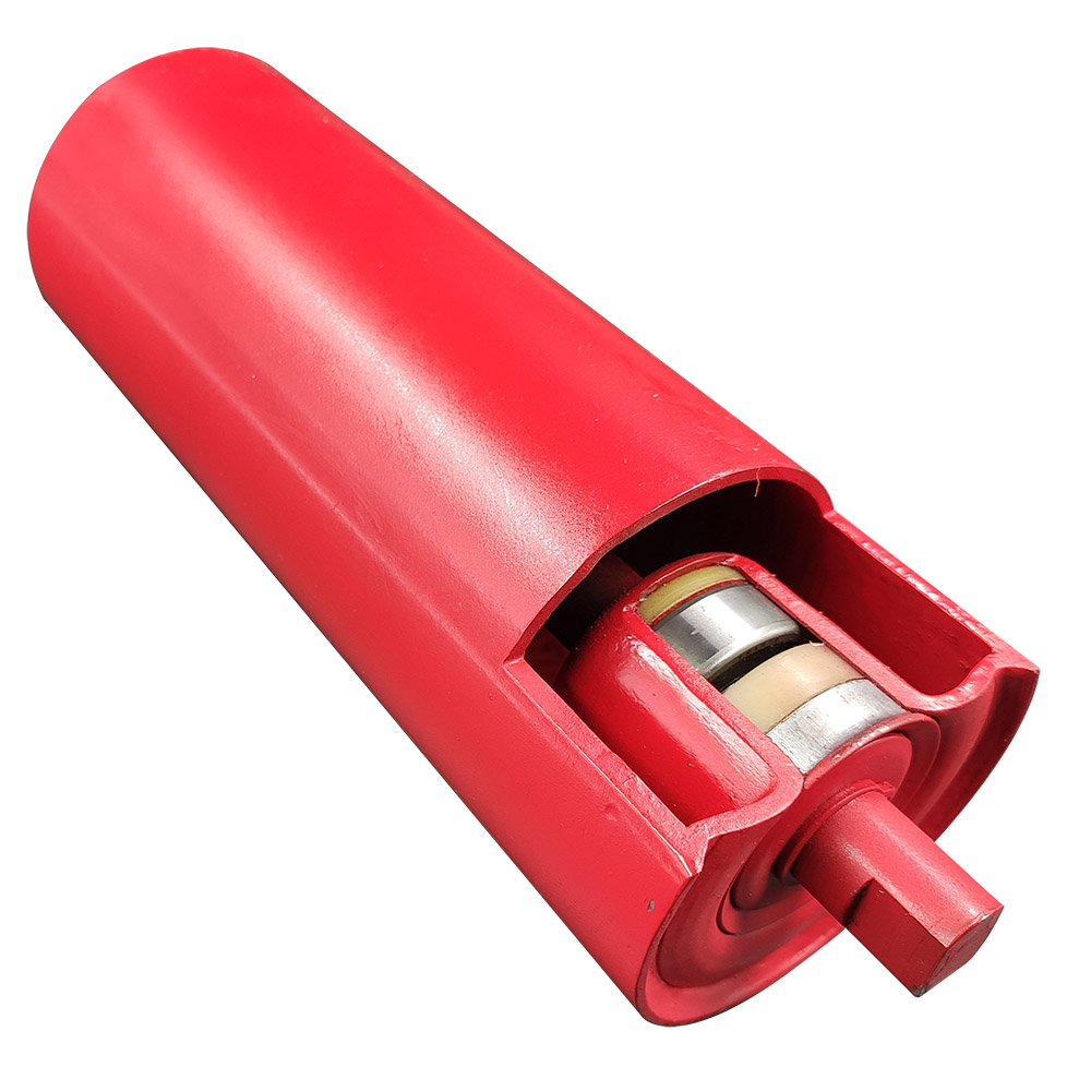 Steel conveyor roller with shaft end
