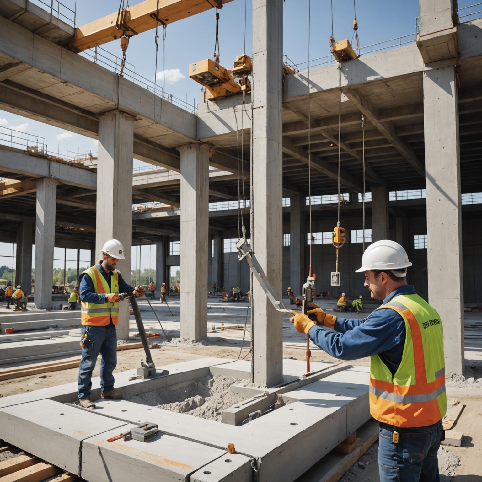 JINGLE fasteners and anchors installed on construction site steel and concrete structures