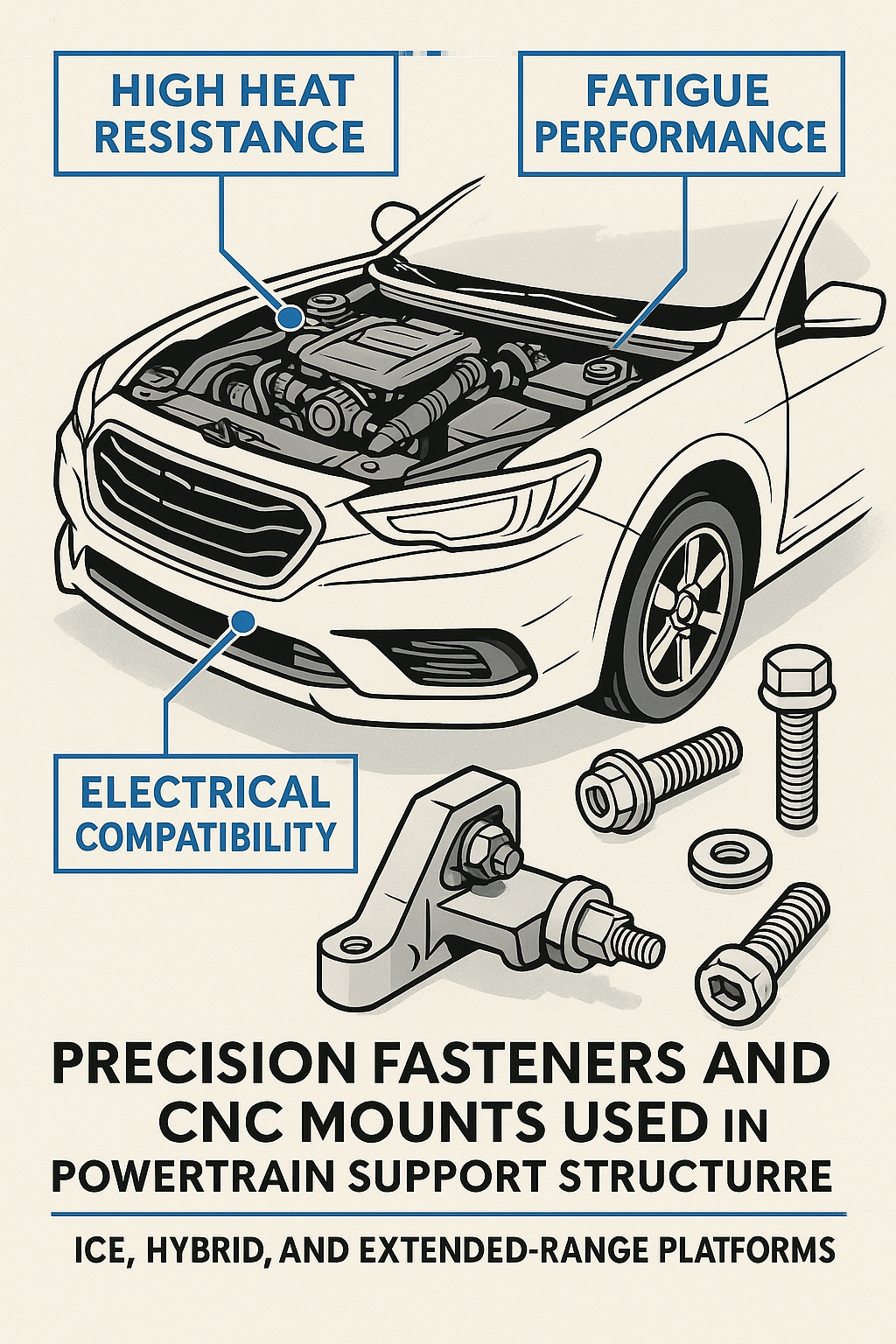 JINGLE powertrain and engine bay fasteners and CNC parts for automotive OEMs