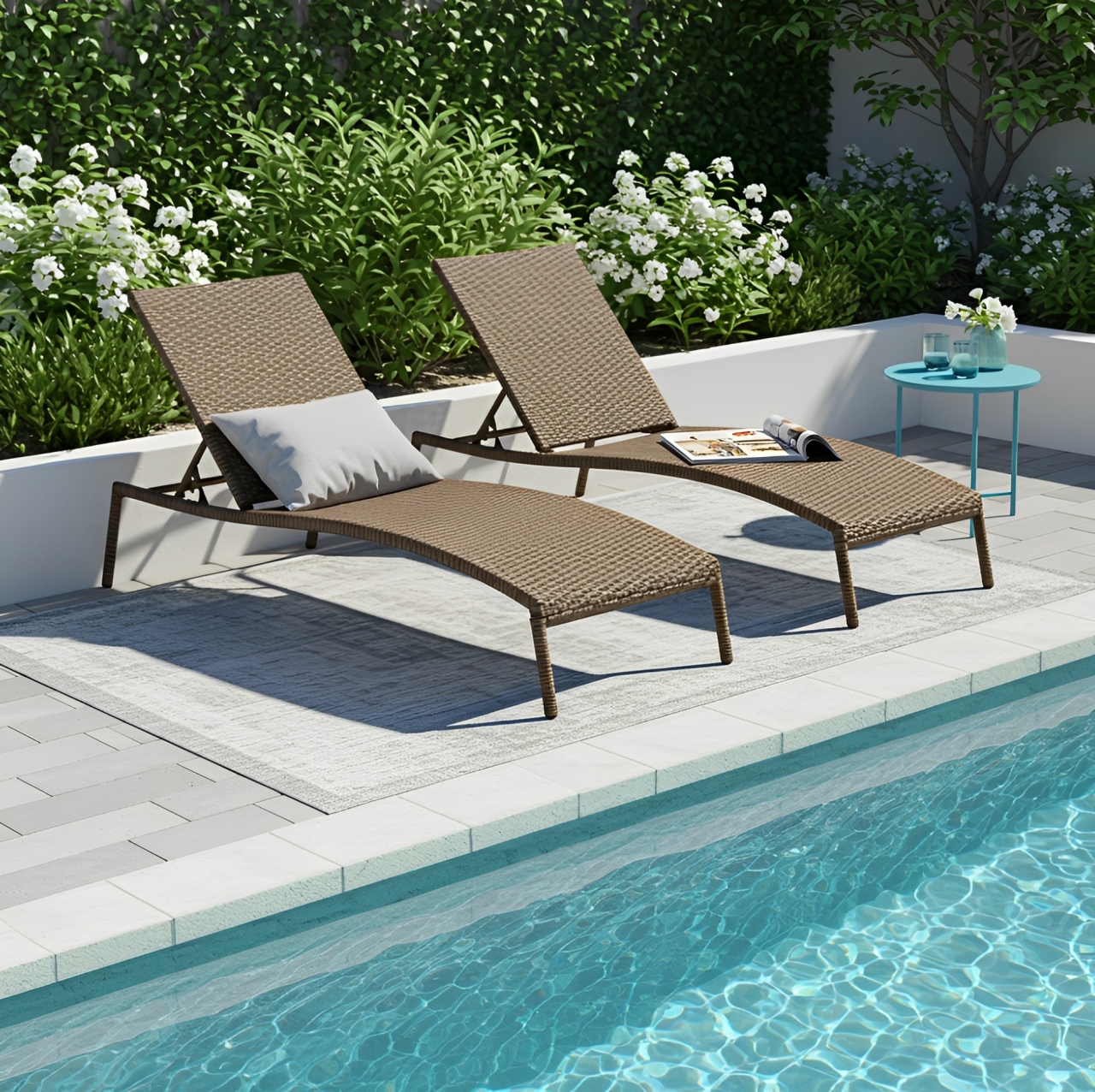 Bonny commercial pool chairs with aluminum frames and cushioned padding