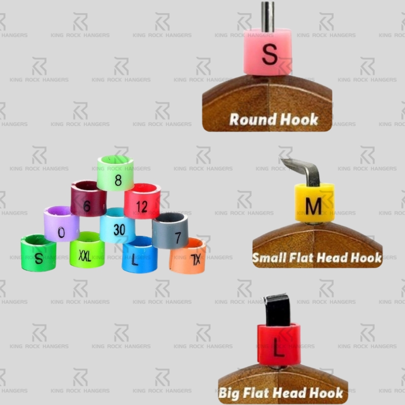 PS plastic round hook labels for clothing hangers, eco-friendly size tag rings with durable construction for dry cleaners and apparel factories