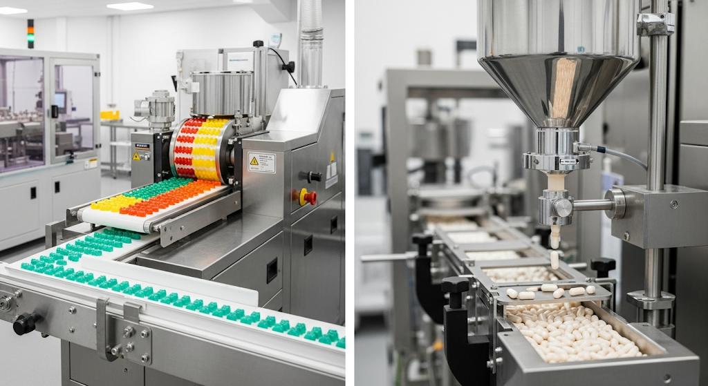 Gummy and capsule supplement production lines