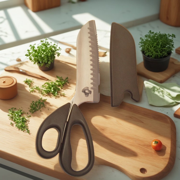 OEM kitchen scissors, kitchen scissors with knife, multi-functional kitchen scissors