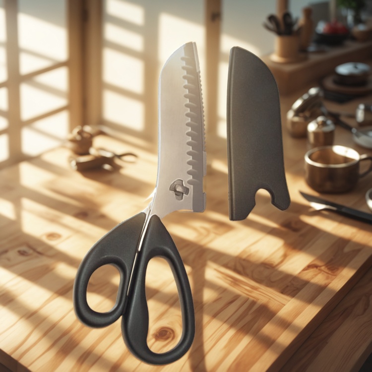 OEM kitchen scissors, kitchen scissors with knife, multi-functional kitchen scissors