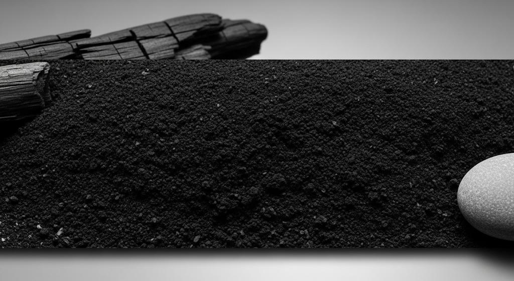 Close-up of activated charcoal powder with wood