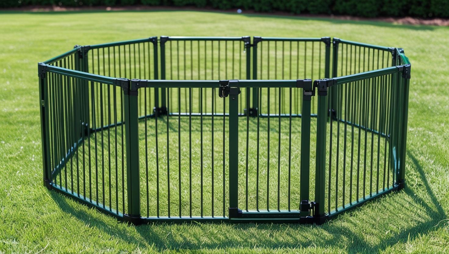 Giantdef portable fence used in a garden to protect plants and pets