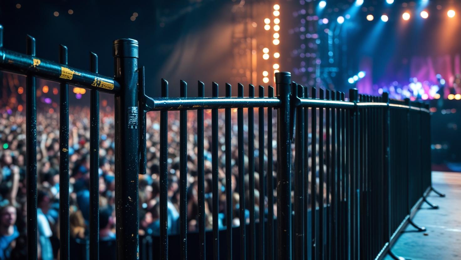 Giantdef crowd control barriers arranged at an outdoor event entrance for pedestrian management