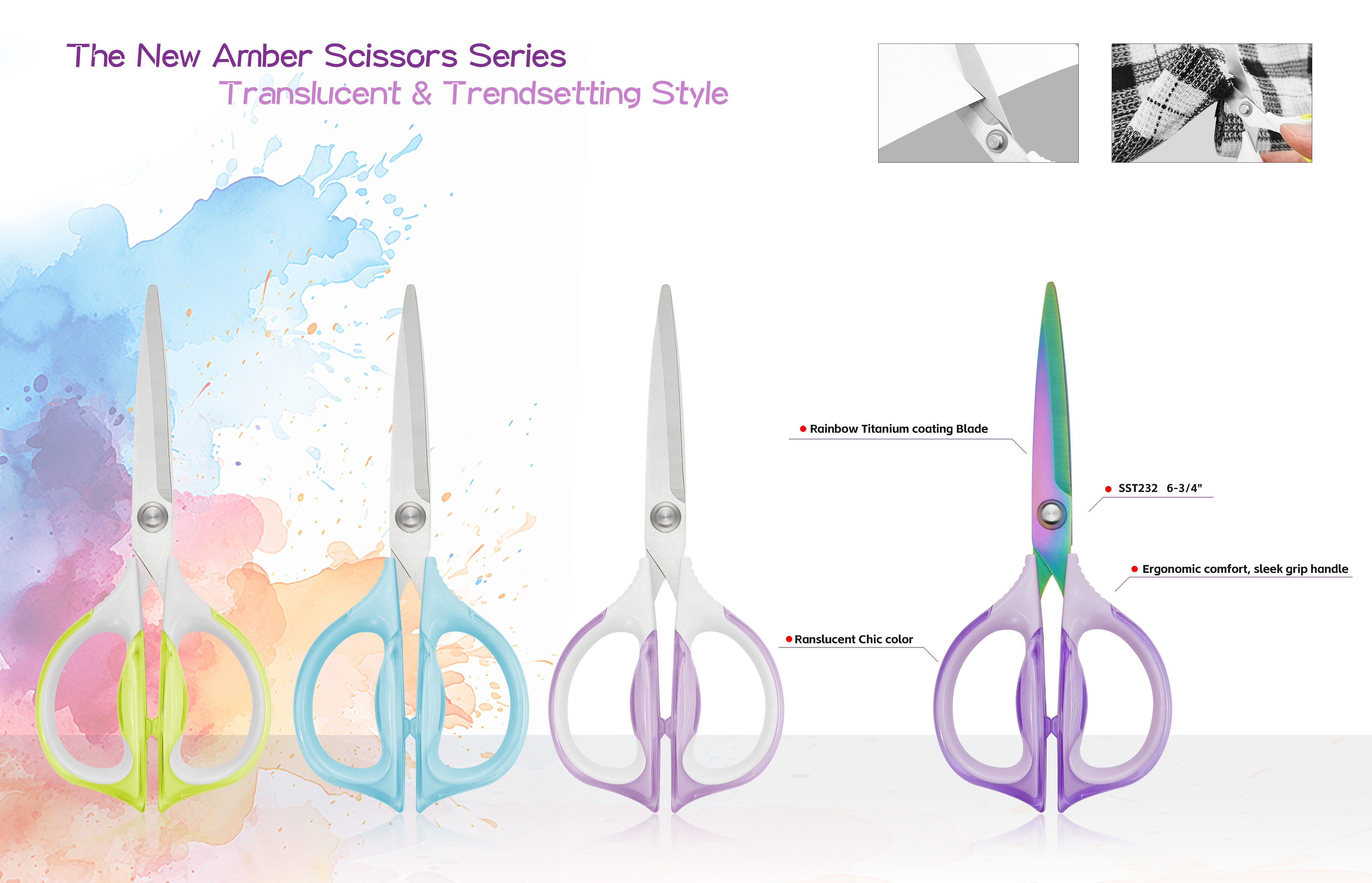 Tesouras de Papelaria OEM: Série de Tesouras Âmbar