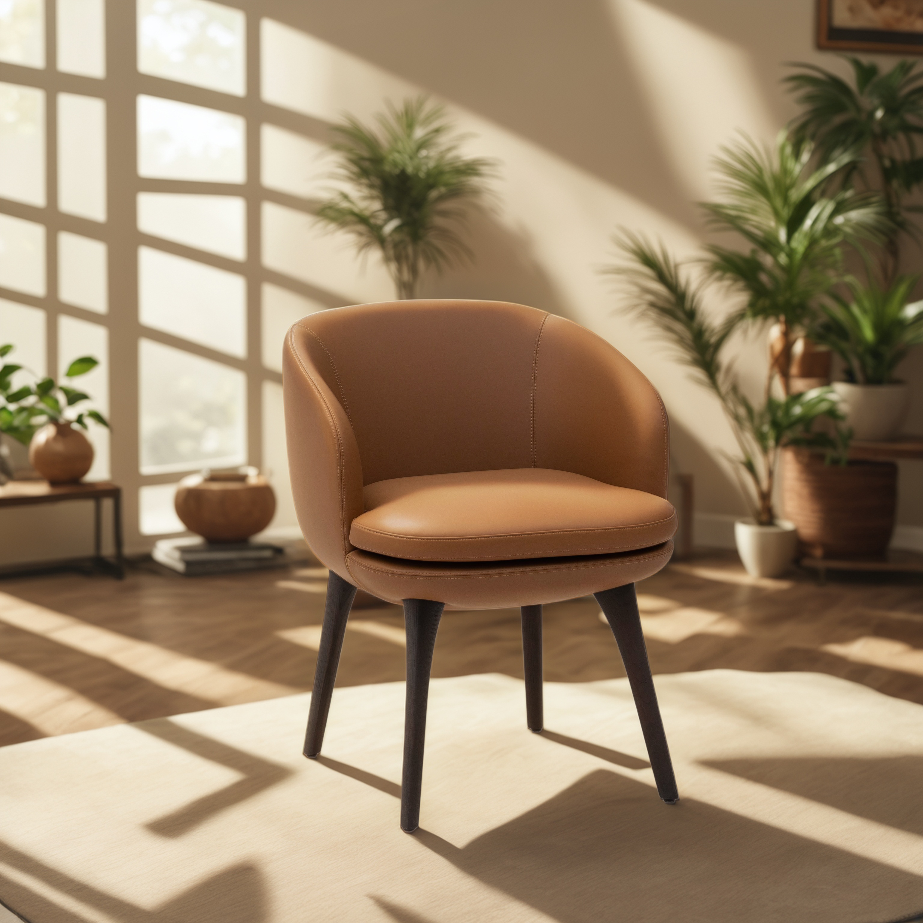 Italian style leather modern simple dining chair