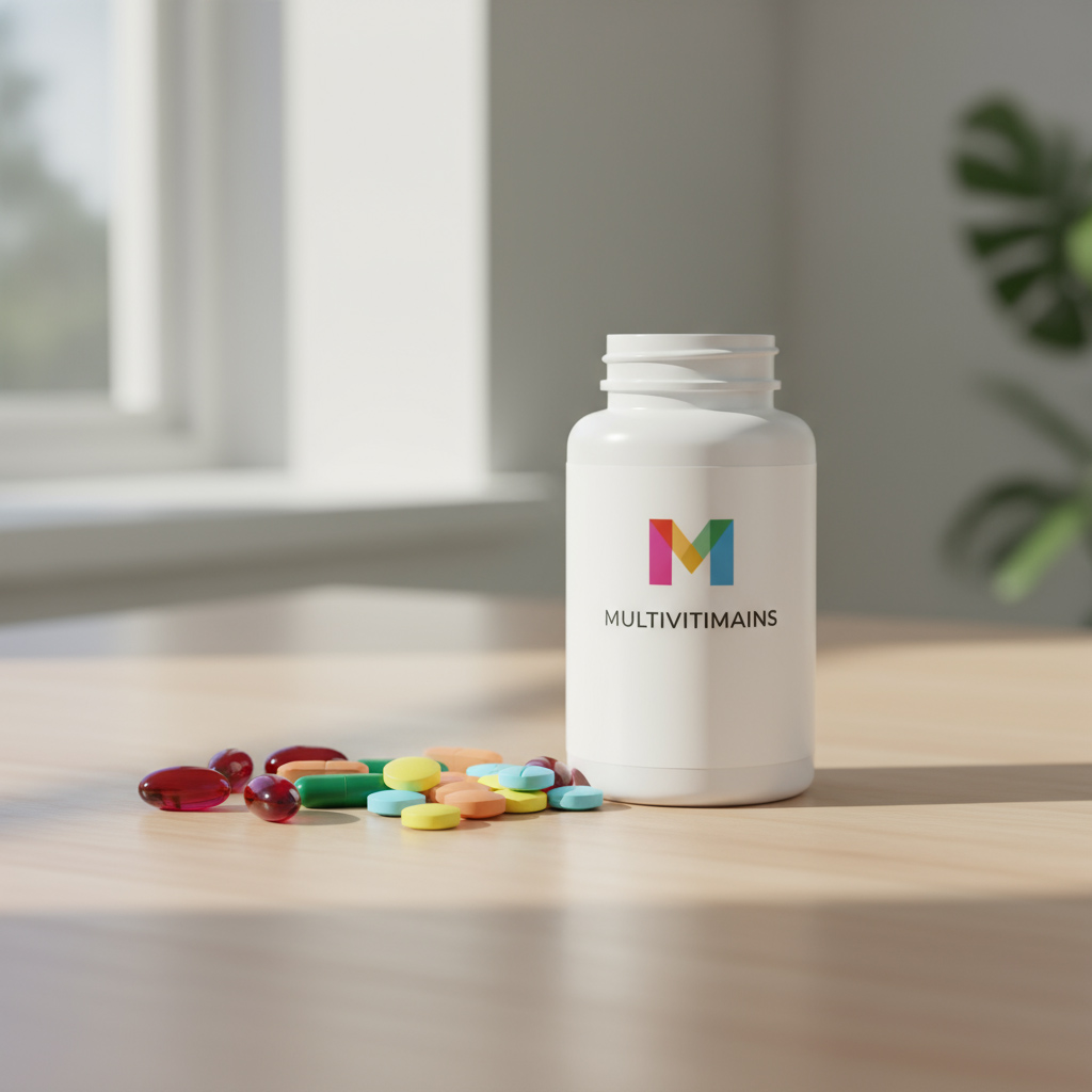 Multivitamins supplement bottle