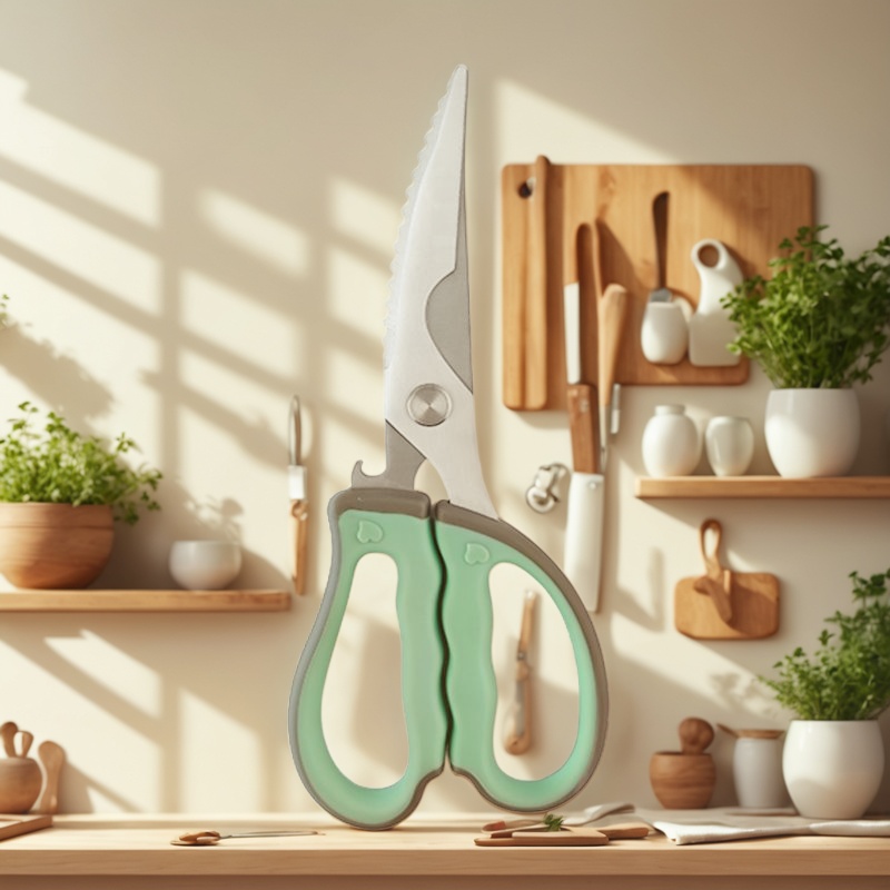 tesoura de cozinha com cabo macio, fábrica de tesouras OEM na China, fabricante de tesouras de cozinha