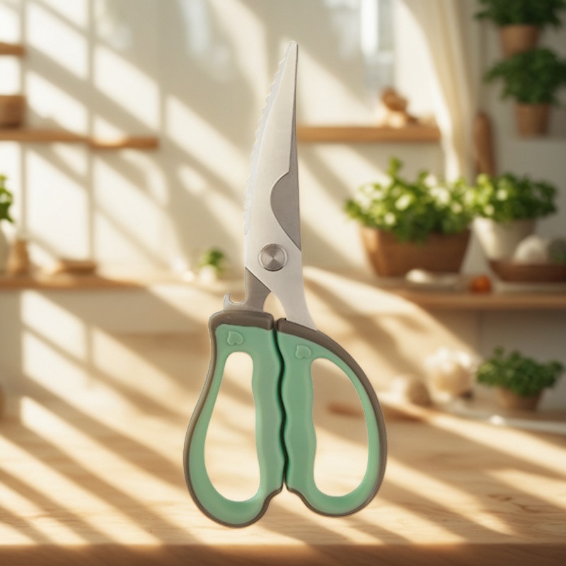 tesoura de cozinha com cabo macio, fábrica de tesouras OEM na China, fabricante de tesouras de cozinha