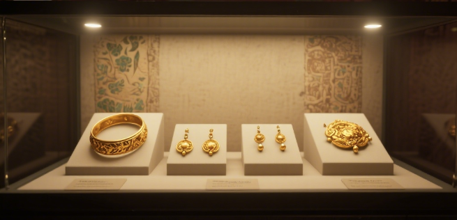 Gilded four-piece set: cultural marks that travel through thousands of years