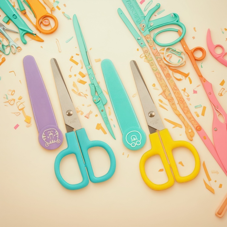 OEM children scissors, student scissors with cover, scissors factory, children safety scissors
