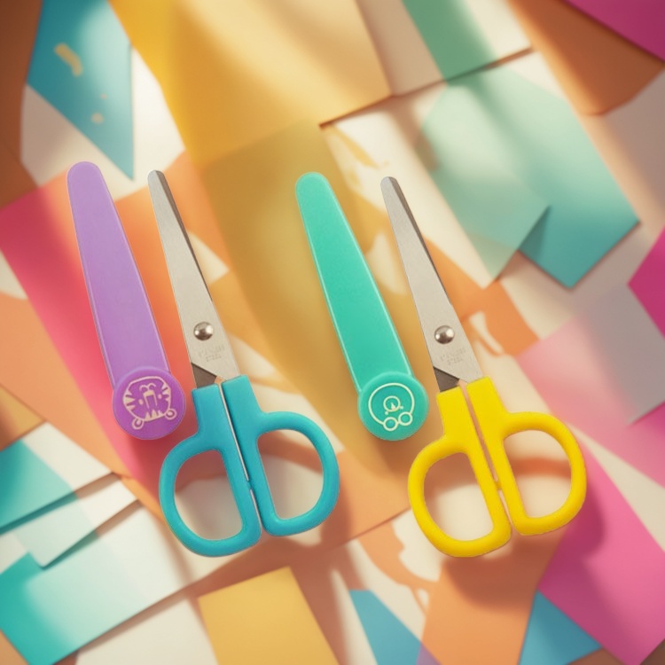 OEM children scissors, student scissors with cover, scissors factory, children safety scissors