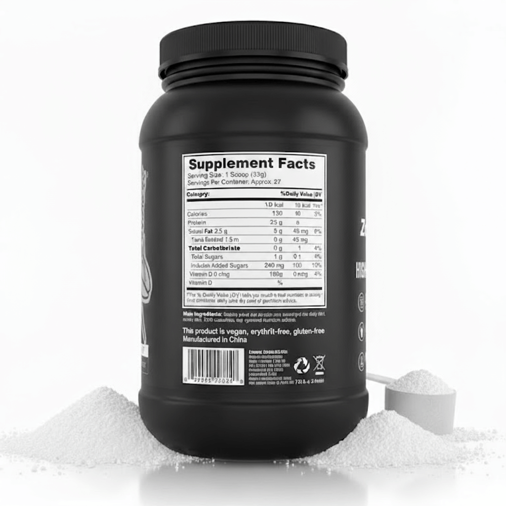 Parameter information on the back of whey protein