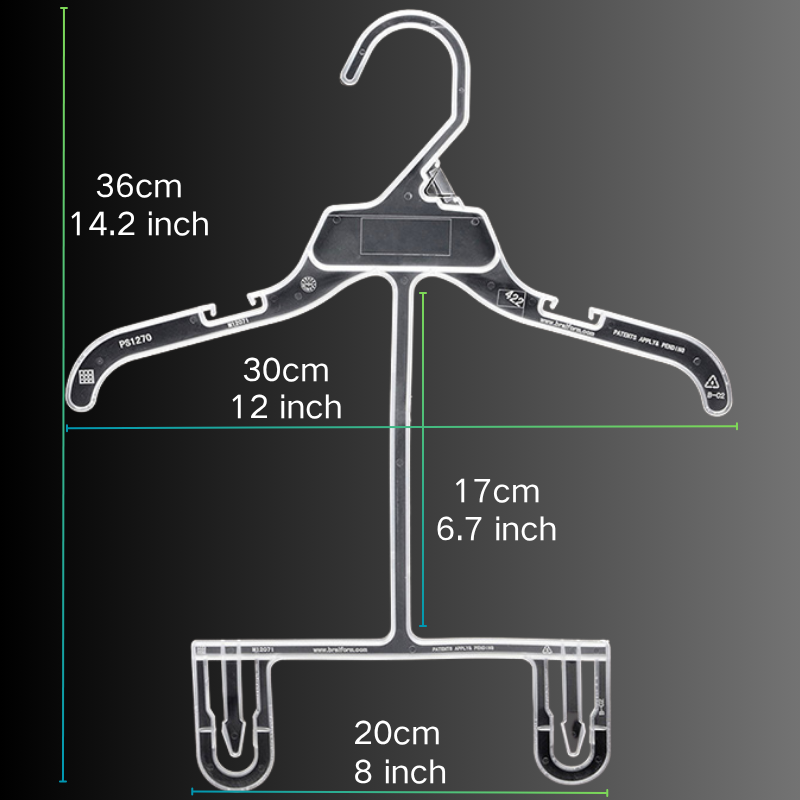 30cm one-piece integrated plastic hanger for kids' outfit sets, featuring a semi-transparent PP plastic design. The integrated top and bottom bars securely hold both tops and bottoms, ideal for retail displays and bulk packaging. Walmart supplier-approved, durable and space-saving.