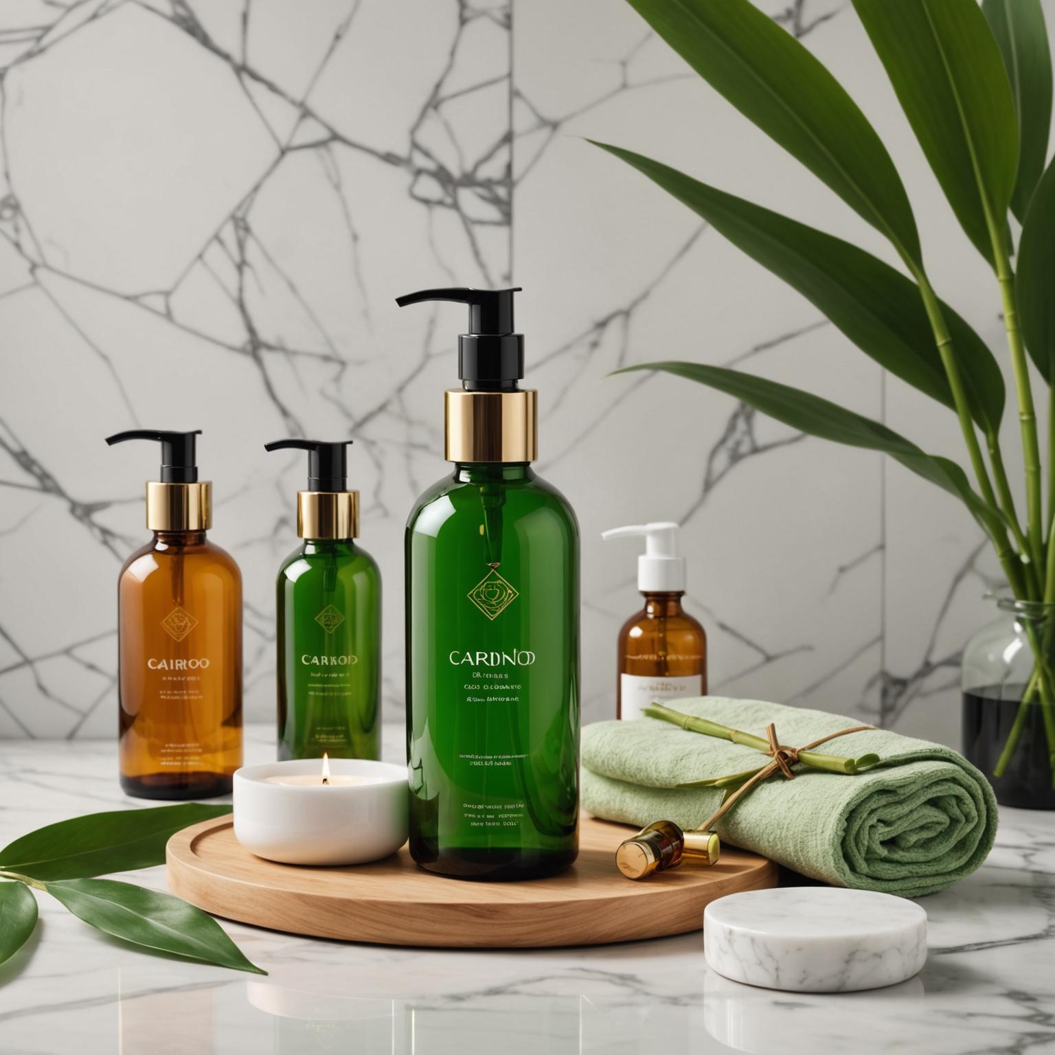 Green glass skincare bottle