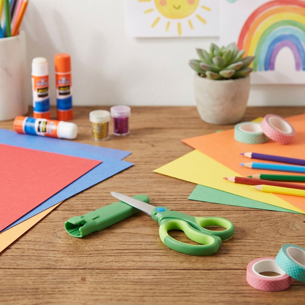 Tesouras de segurança infantis, tesouras OEM, fabricação de tesouras em fábrica, tesouras com capa de segurança para crianças