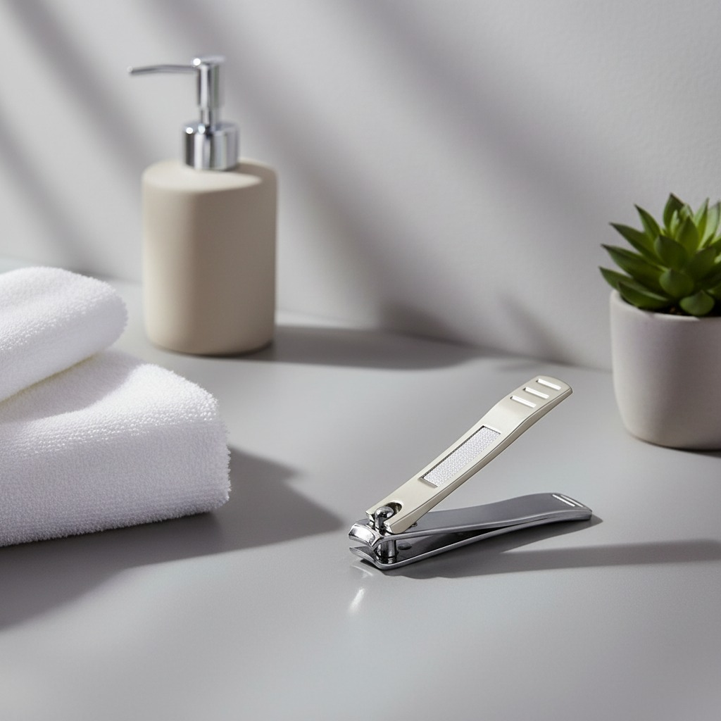 Person standing in a factory with machinery in the background