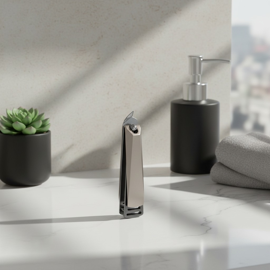 Person standing in a factory with machinery in the background