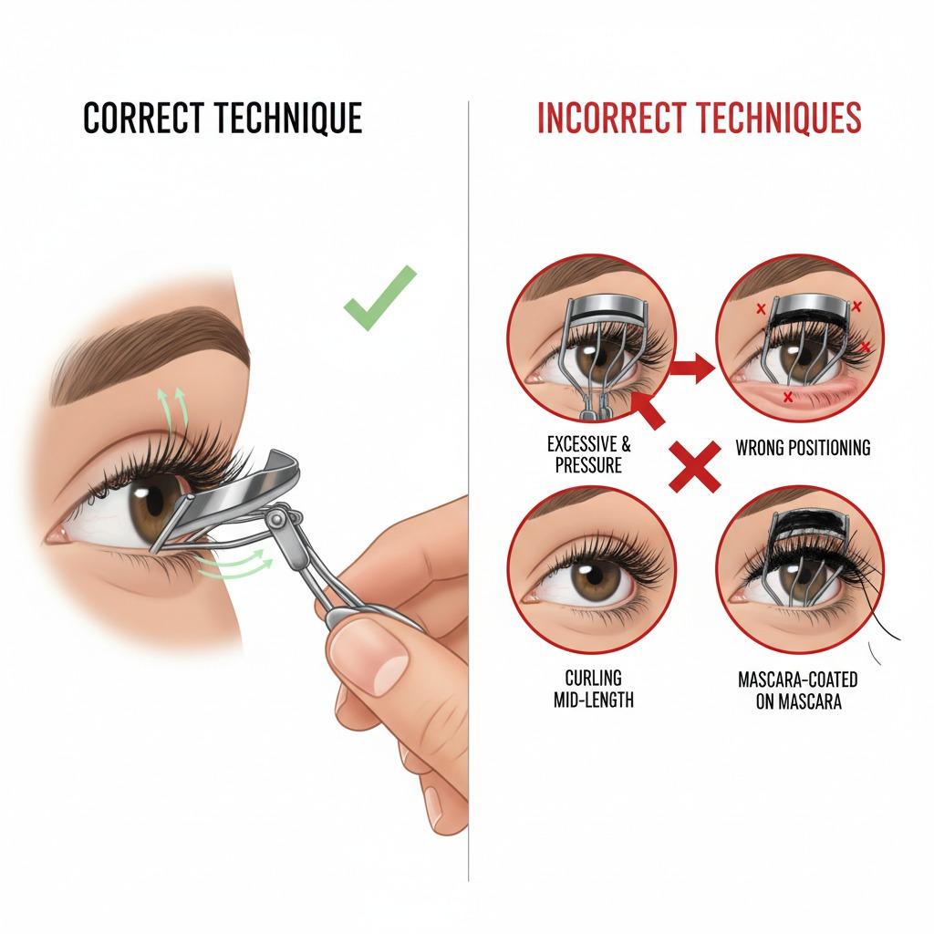 Errores comunes del rizador de pestañas
