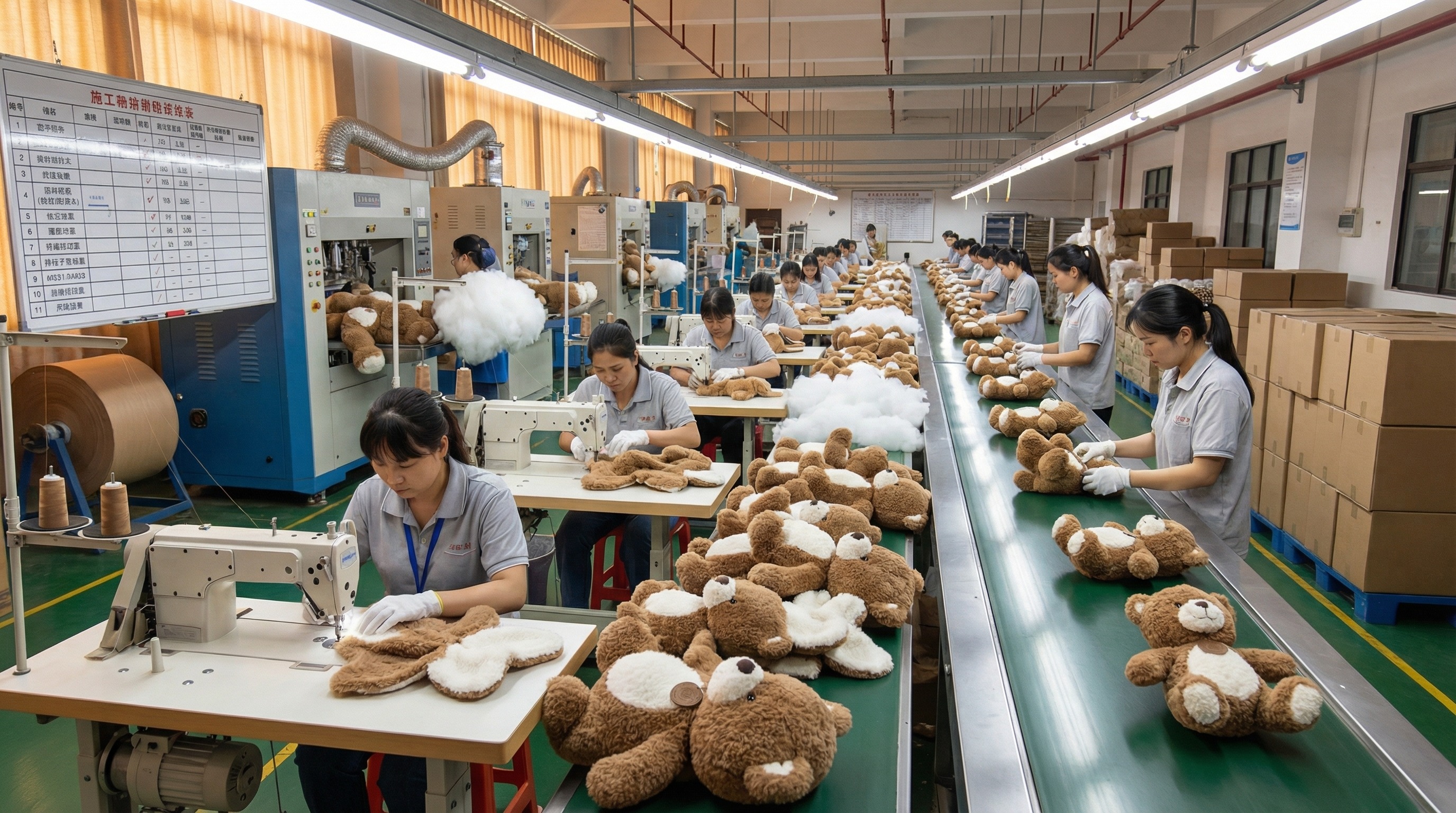 teddy bear plush toy wholesale OEM production scene