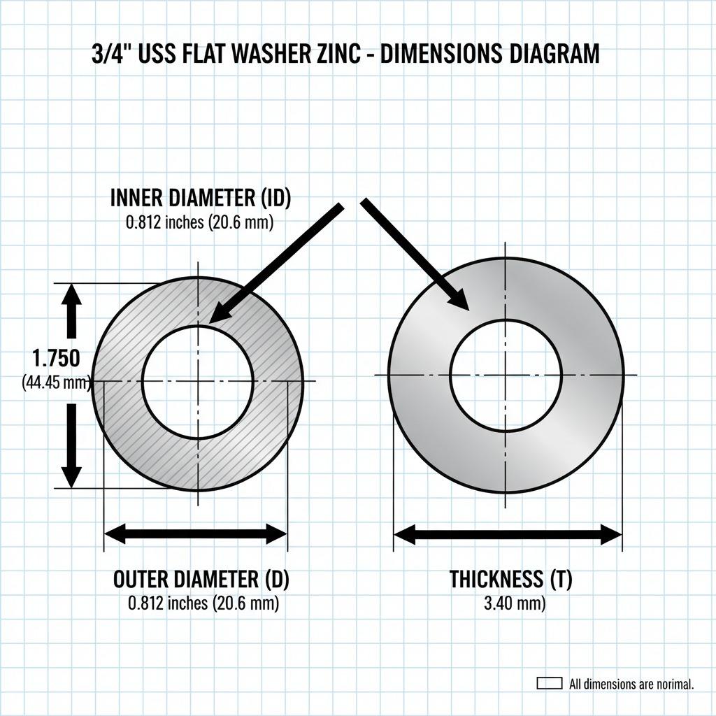 3/4″ USS Flat Washer Zinc