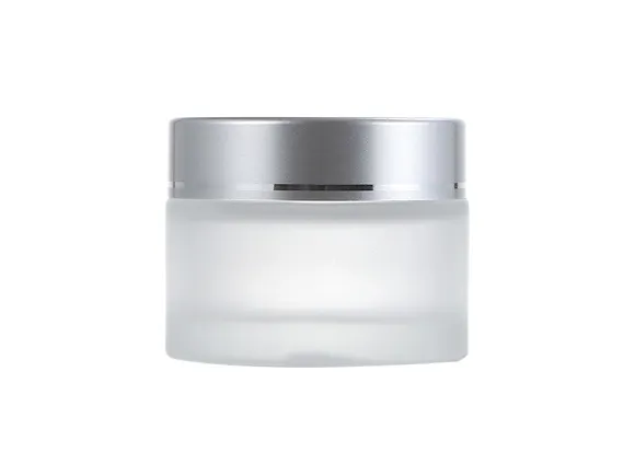 frosted custom cosmetic jars with a metallic cap for premium skincare