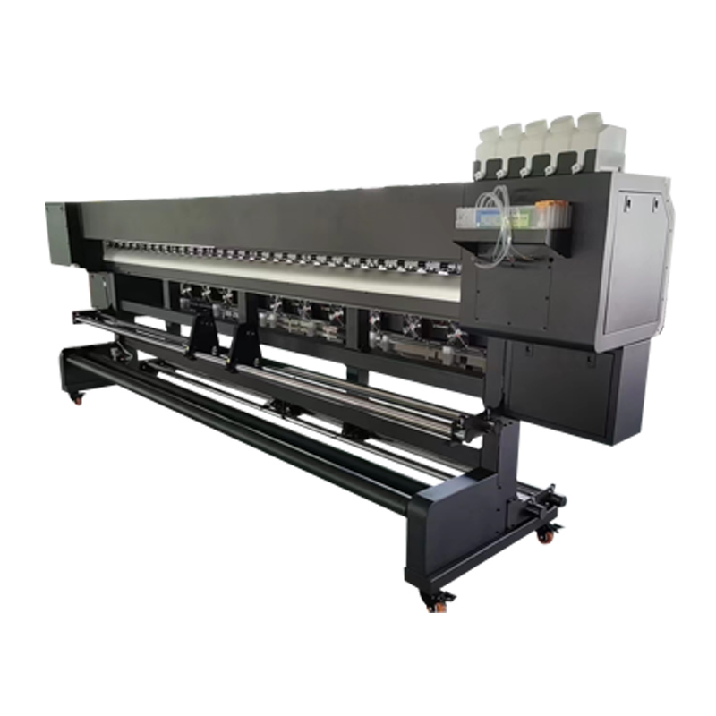 Rear service side of a DTF printer machine with ink supply bottles