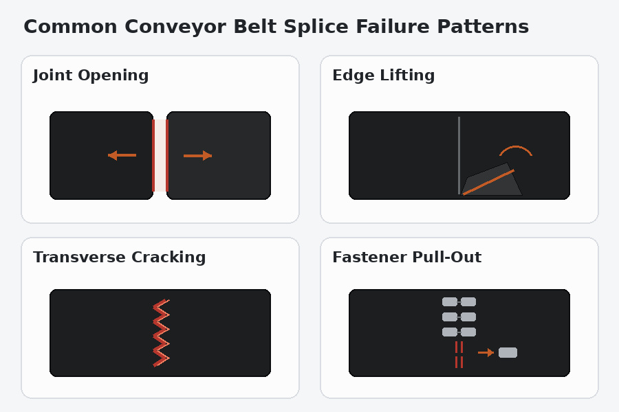 Eight common conveyor belt splice failure patterns
