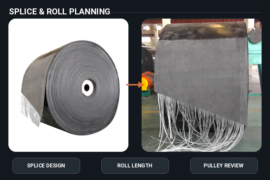 Steel cord conveyor belt splice design roll length and pulley review for mining projects