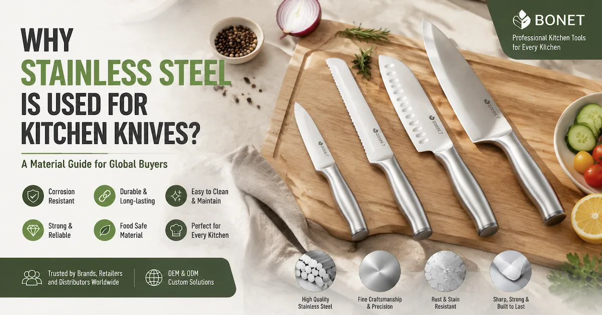 ¿Por qué se utiliza acero inoxidable para los cuchillos de cocina? Una guía de materiales para compradores globales