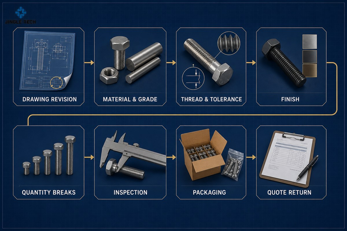 Custom fastener RFQ evidence chain from controlled drawing to supplier return and comparable quote