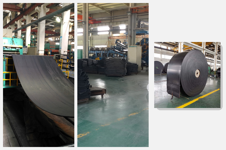 Conveyor belt manufacturing process from production line to semi-finished belts and finished roll