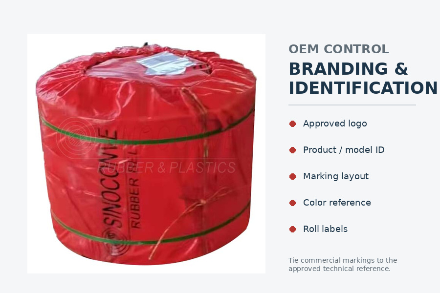SINOCONVE custom conveyor belt OEM branding with logo marking and product identification options