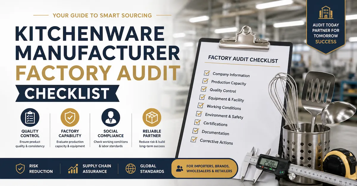 Fabricant d'articles de cuisine : 12 contrôles d'audit d'usine pour les acheteurs internationaux