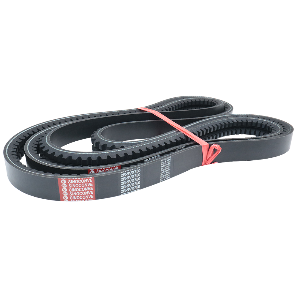 Cogged V-belts prepared for industrial power transmission applications, showing the notched inner profile and raw-edge construction commonly evaluated by OEM buyers.