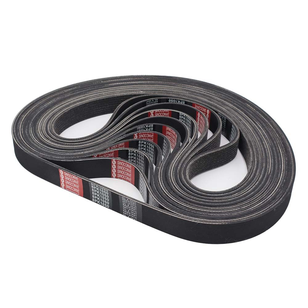 coiled multi-ribbed PH/PK belt on a white background