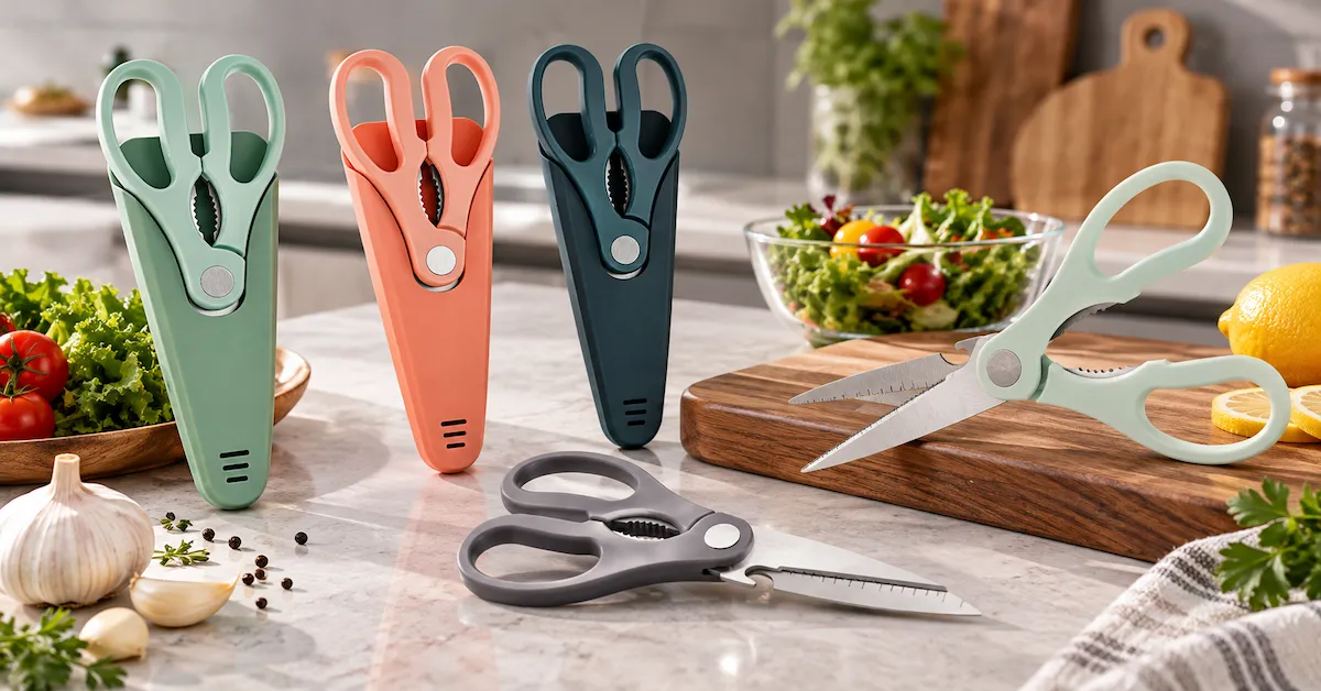 Ciseaux de cuisine multifonctions avec étui de rangement