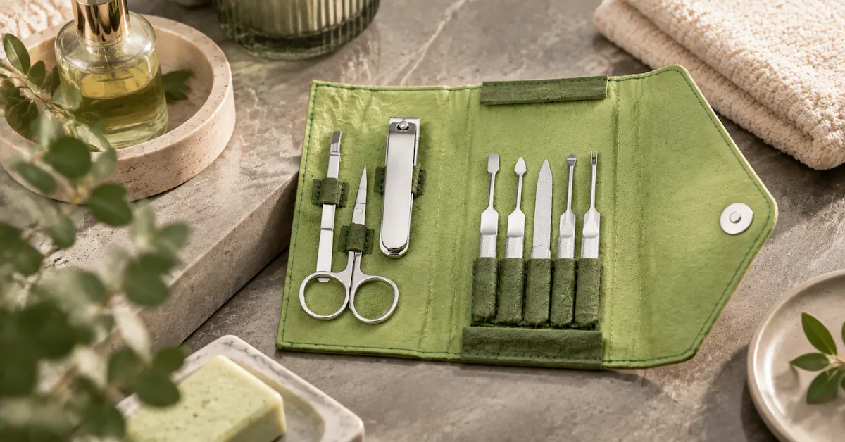 Aplicação do kit de manicure de marca própria