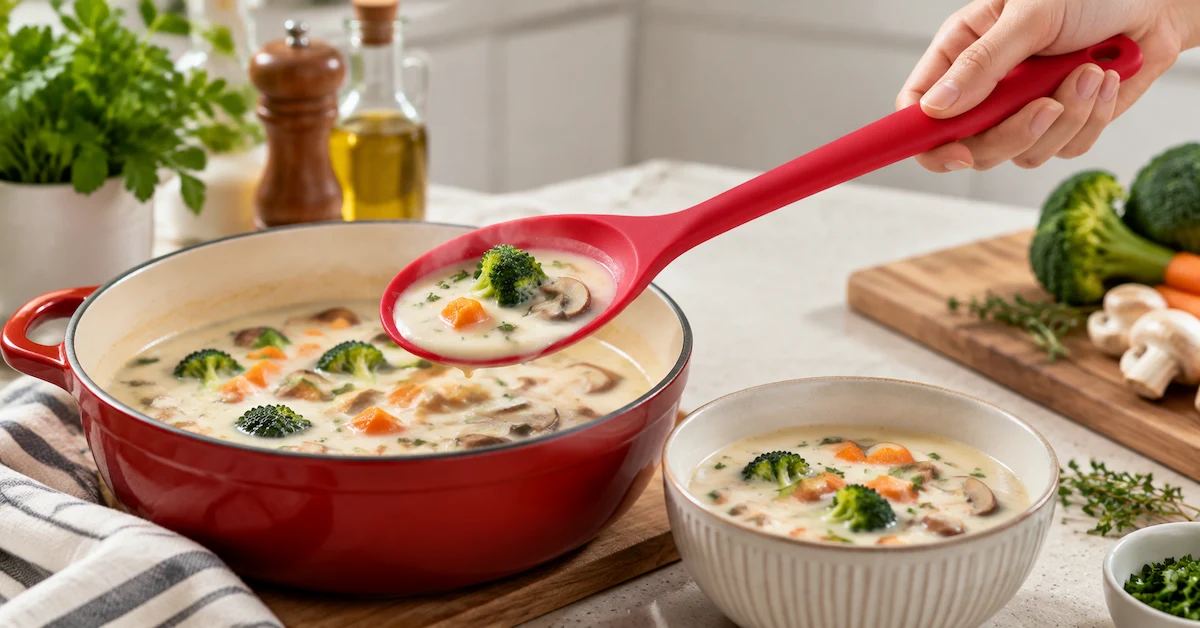 Silicone cooking utensils kitchen application scene