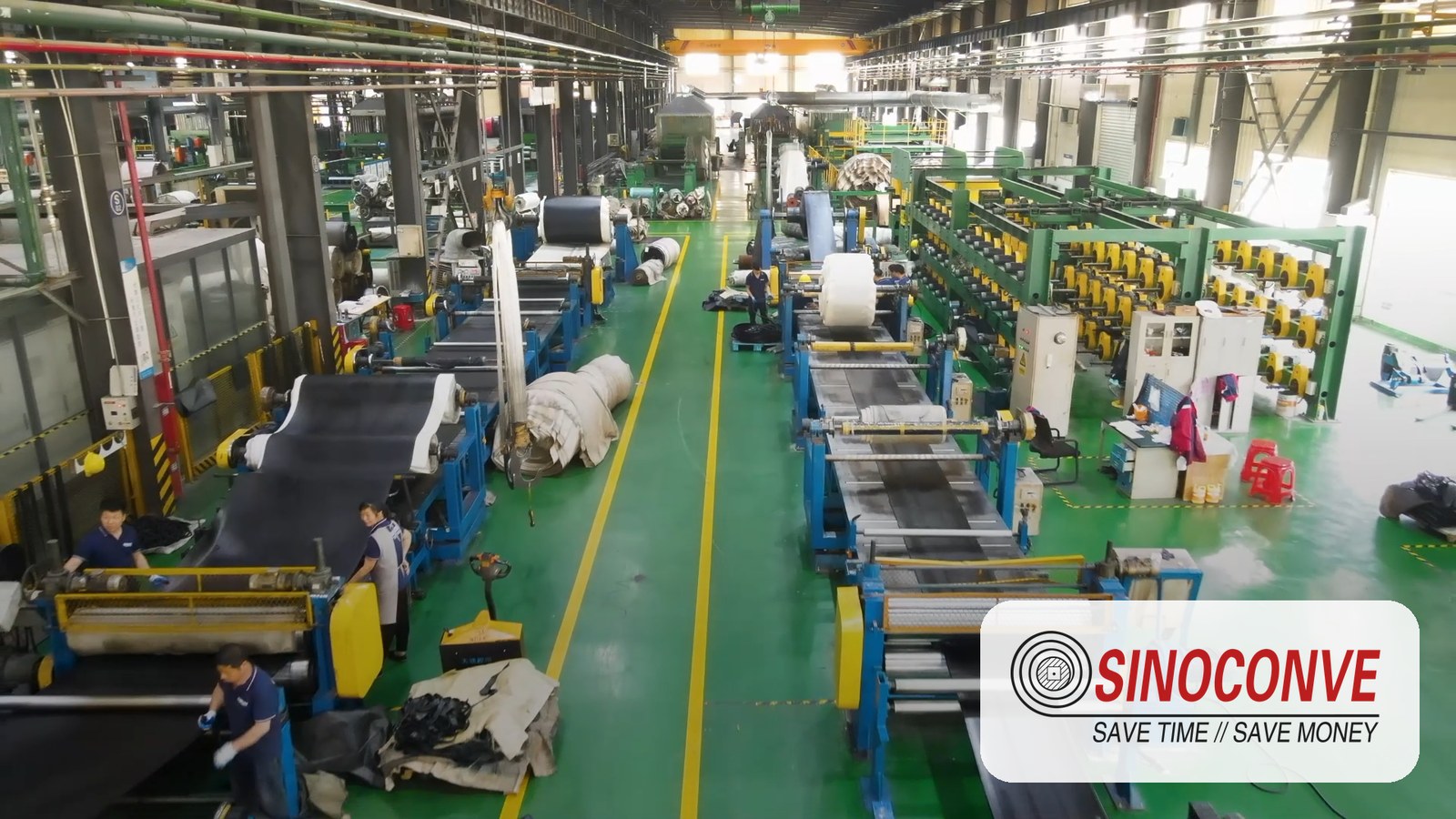 Rubber conveyor belt production lines in factory