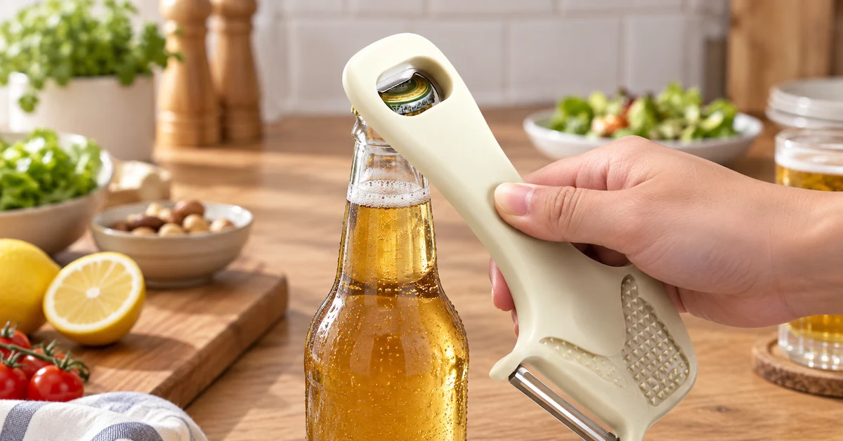 Multifunction kitchen gadget bottle opener use