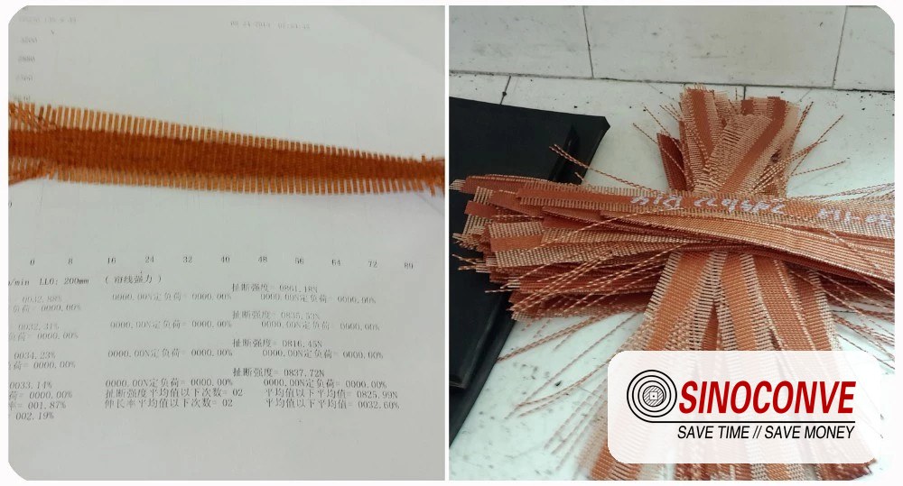 Cover rubber and fabric plies of a heat resistant belt laid out during inspection